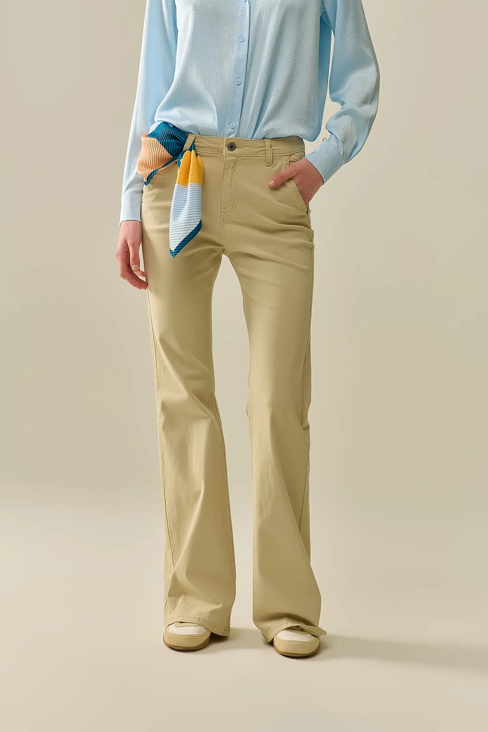 Comfy Stretcy Beige Flared Pants