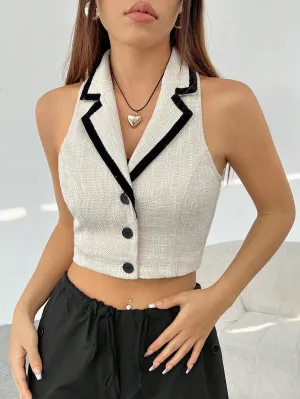 Conjunto De Chaleco Para Mujer Con Bloqueo De Color - Cherry Vibes