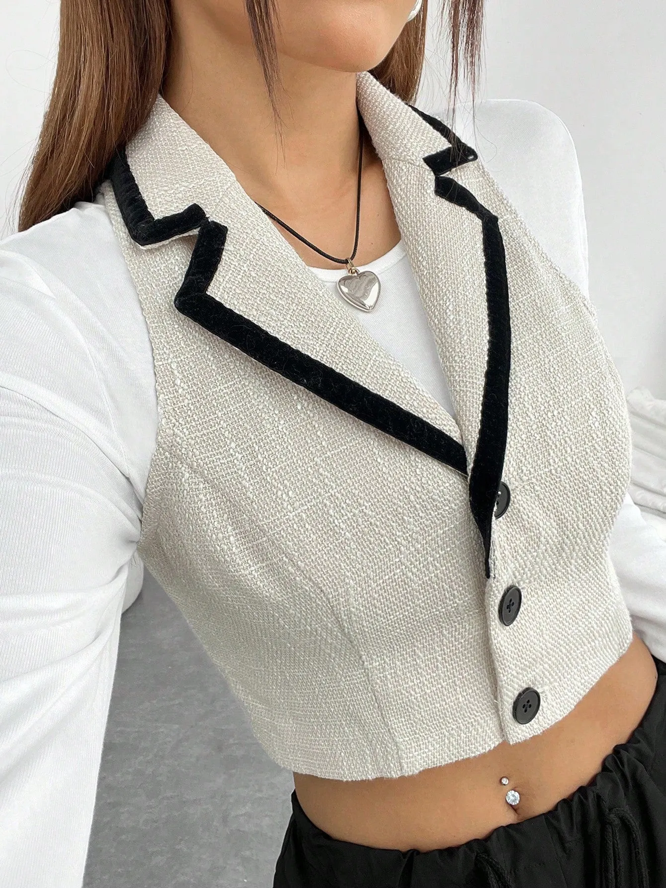 Conjunto De Chaleco Para Mujer Con Bloqueo De Color - Cherry Vibes