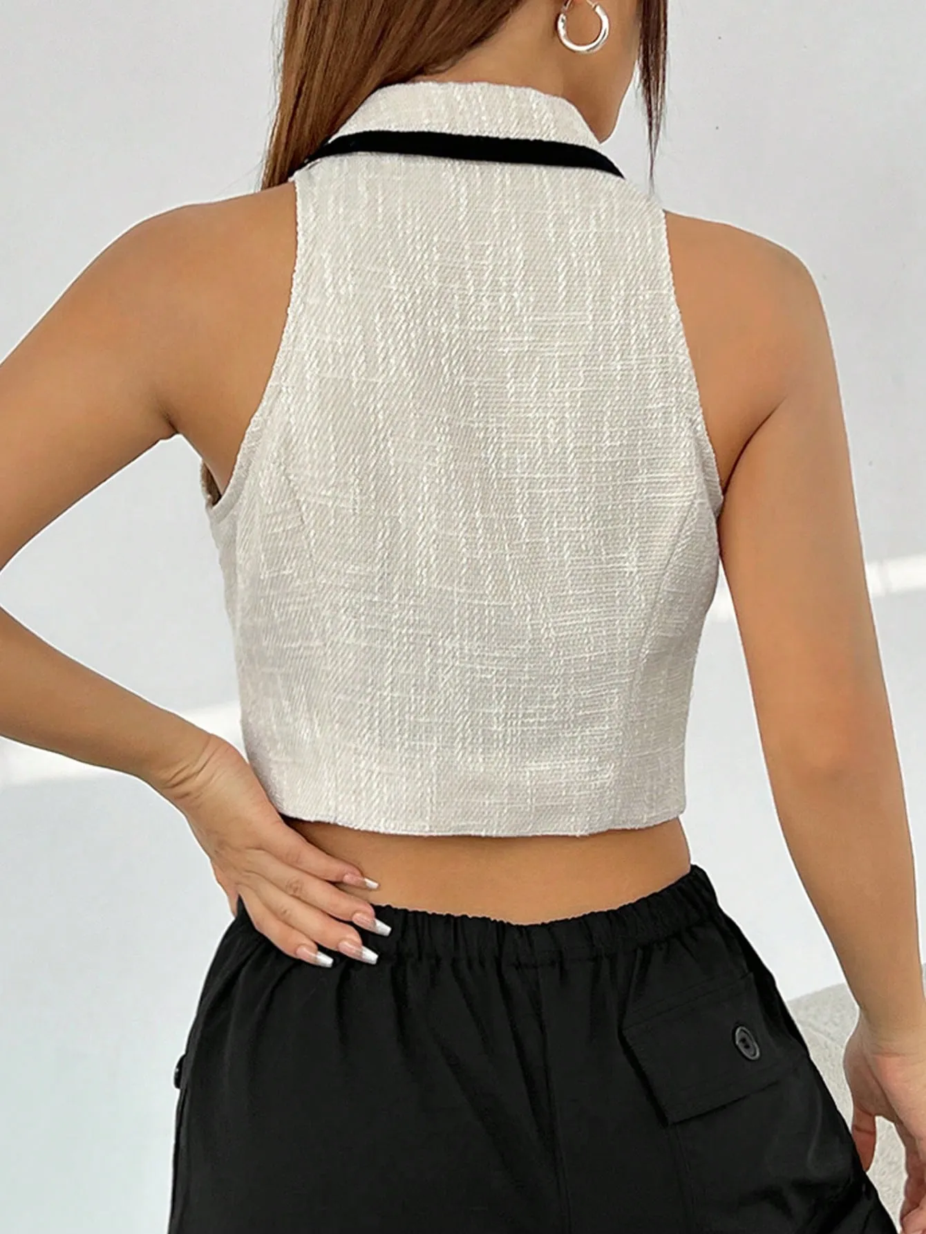 Conjunto De Chaleco Para Mujer Con Bloqueo De Color - Cherry Vibes
