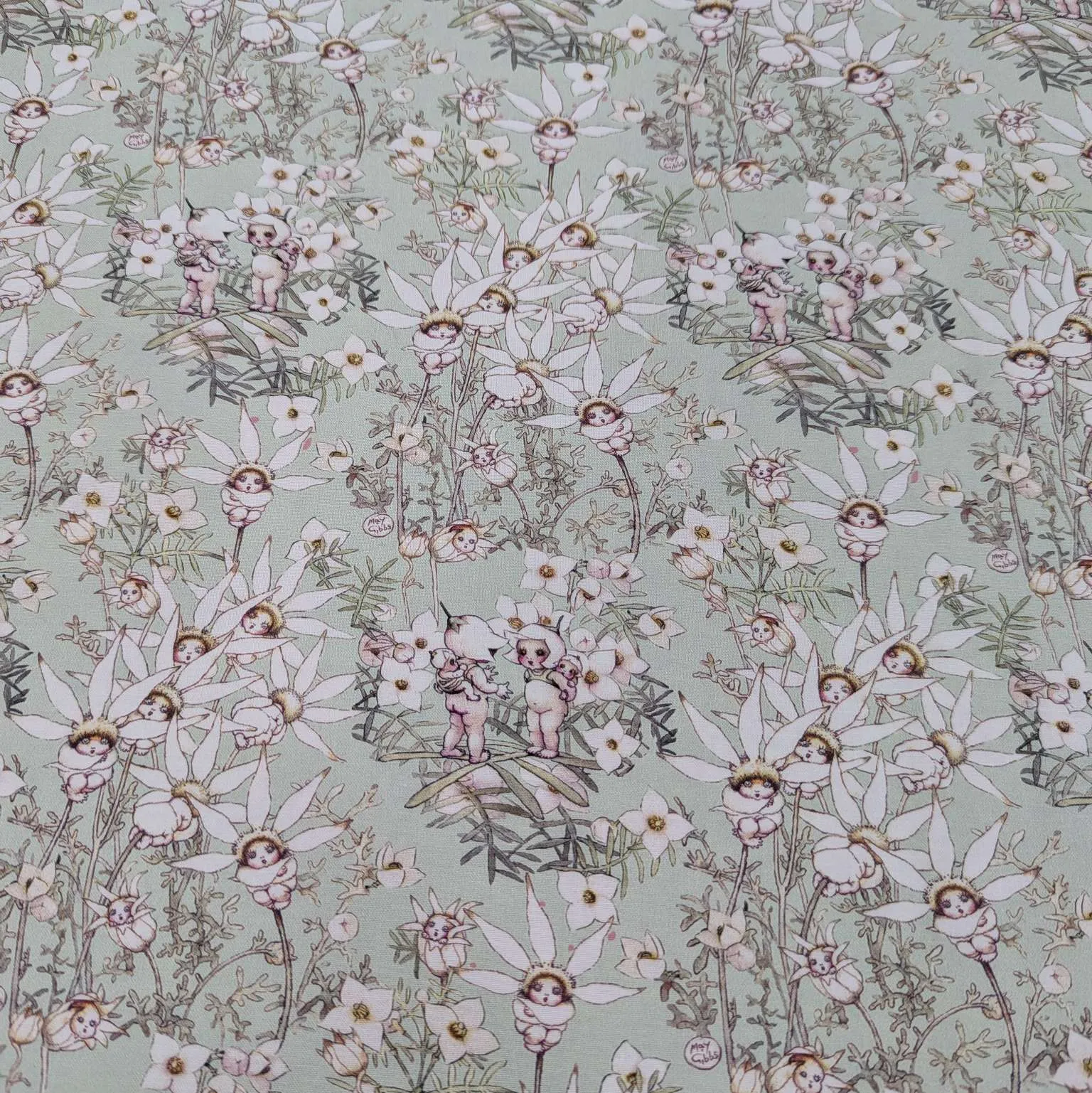 Cotton, May Gibbs - Pastel Flowers Mint