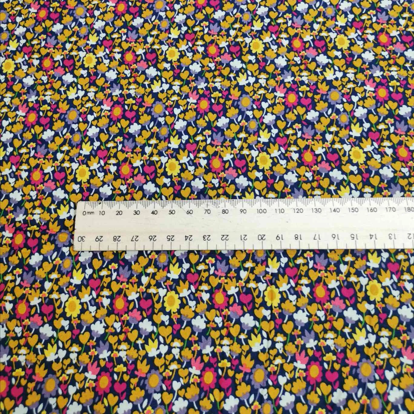 Cotton, Windham ‘Solstice’, Mustard and Magenta Floral - 2.3m piece