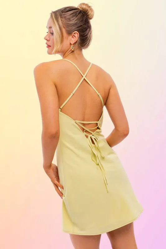 COWL NECK BACK TIE UP DRESS