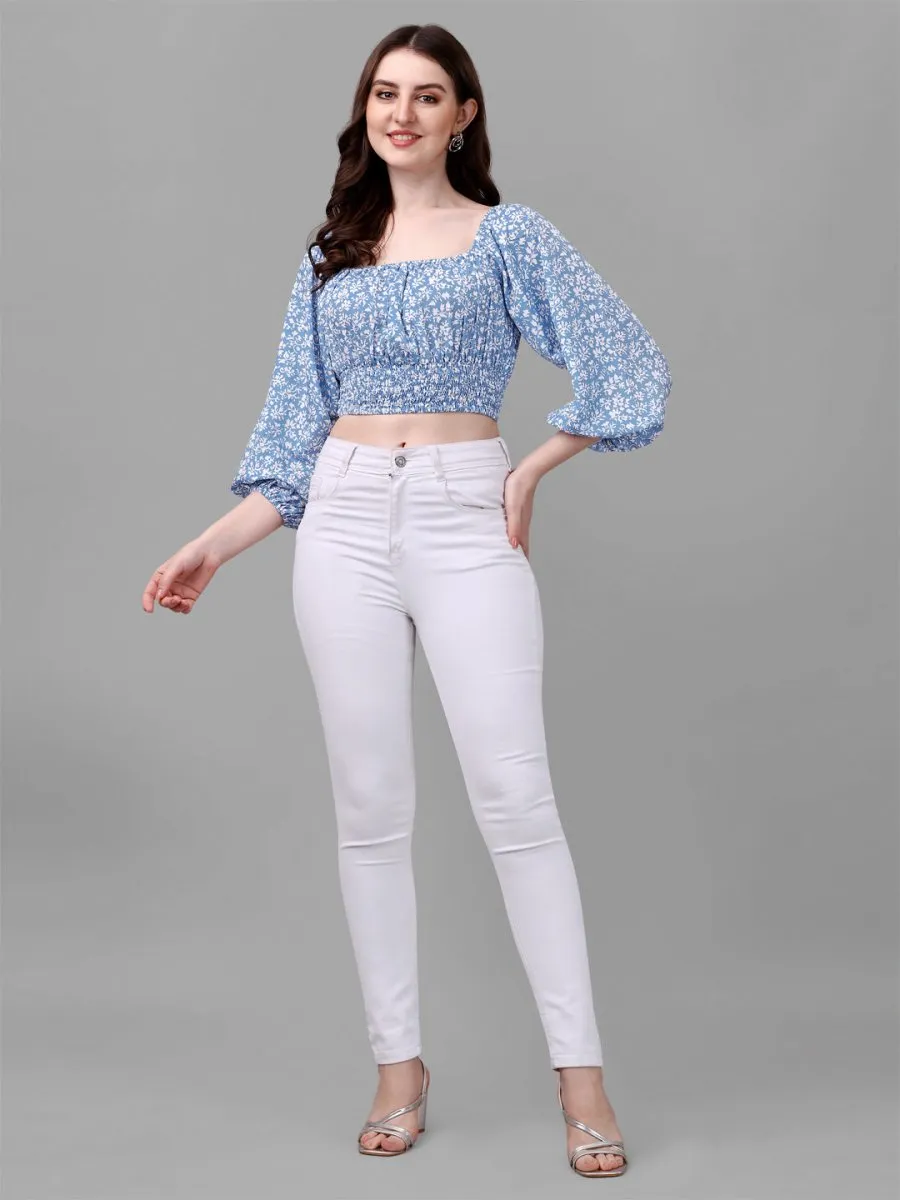 crop tops for Women western wear blue