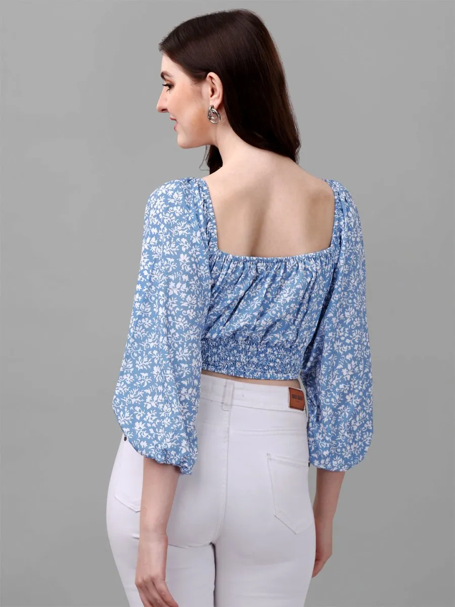 crop tops for Women western wear blue