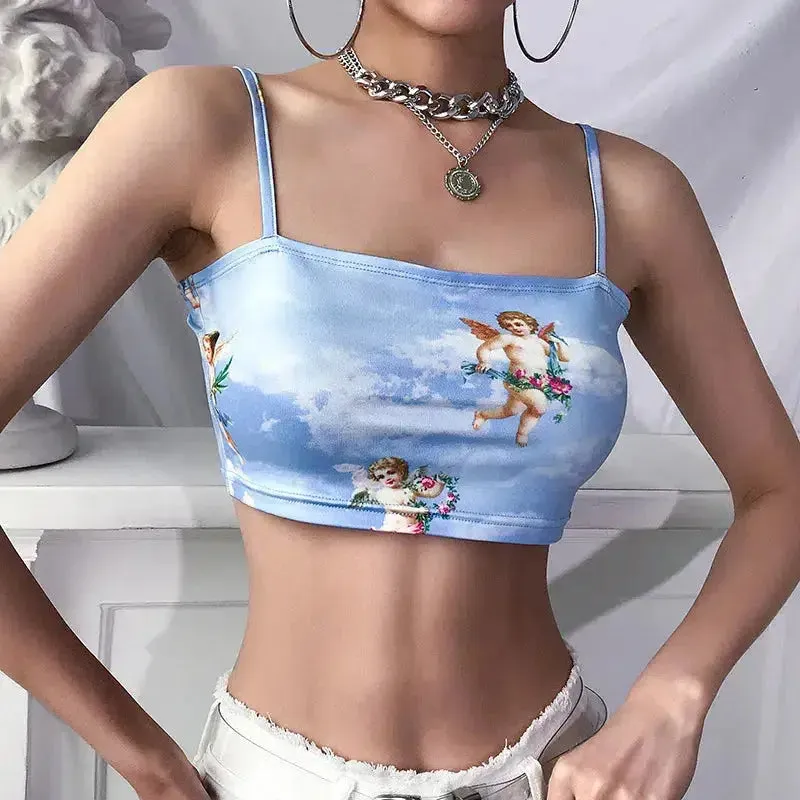 Cupid Angel Crop Top in Soft Touch Material for Summer Style