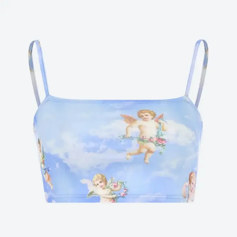 Cupid Angel Crop Top in Soft Touch Material for Summer Style