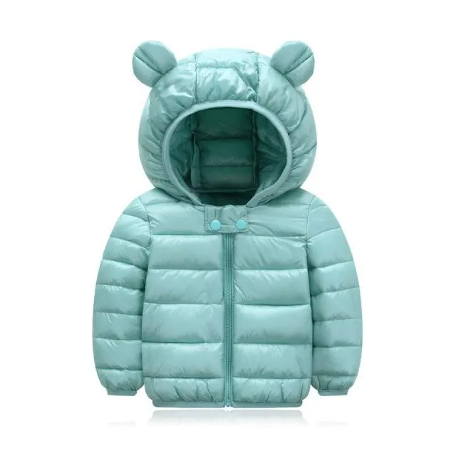 Cute Baby Girls Jacket Kids Boys Light Down Coats With Ear Hoodie Spring Girl Clothes Infant Children's Clothing For Boys Coat