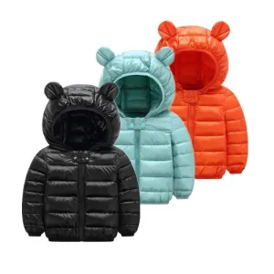 Cute Baby Girls Jacket Kids Boys Light Down Coats With Ear Hoodie Spring Girl Clothes Infant Children's Clothing For Boys Coat