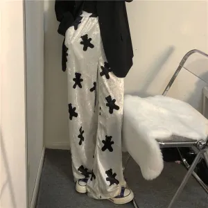 Cute Bear Full Printed Loose Pants