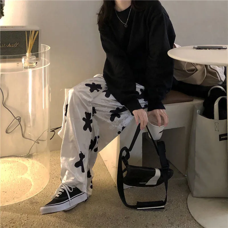 Cute Bear Full Printed Loose Pants