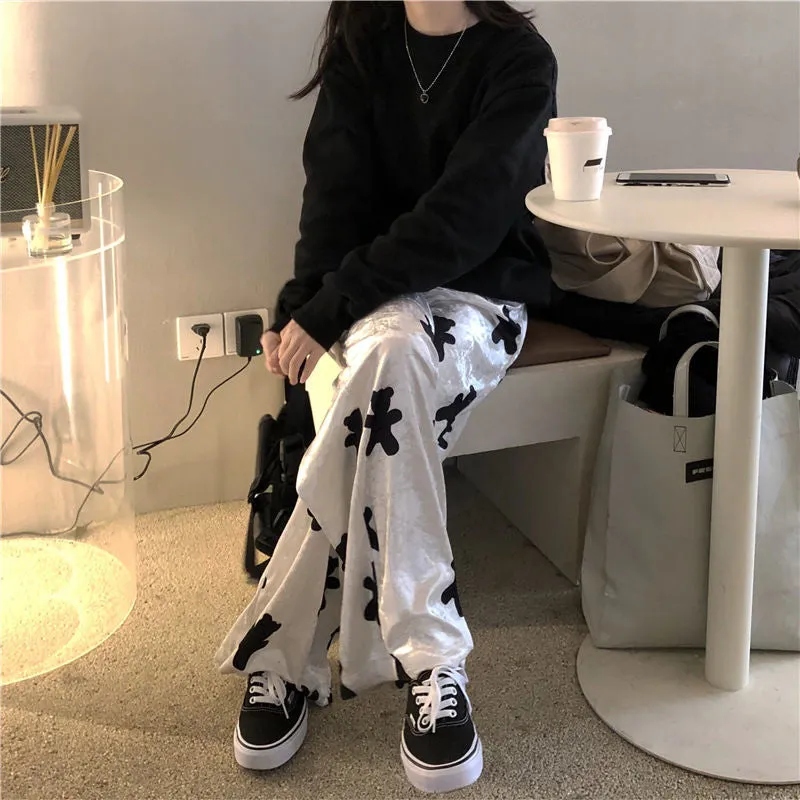 Cute Bear Full Printed Loose Pants
