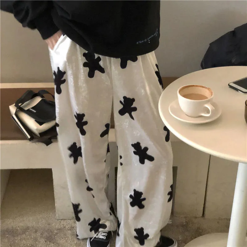 Cute Bear Full Printed Loose Pants
