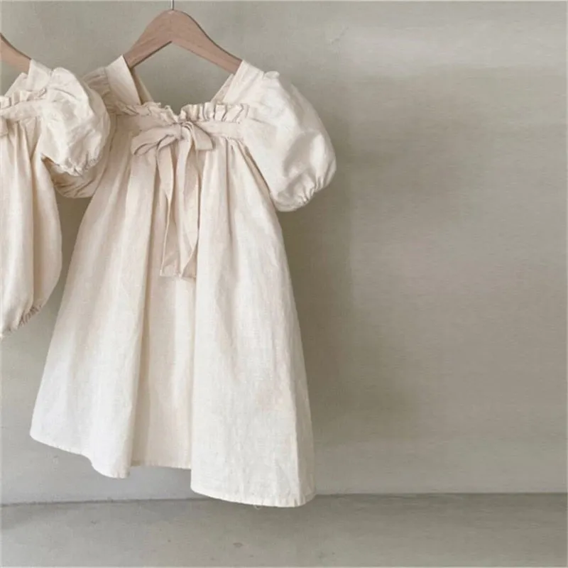 Cute Flower Print Cotton Casual Dress for Girls