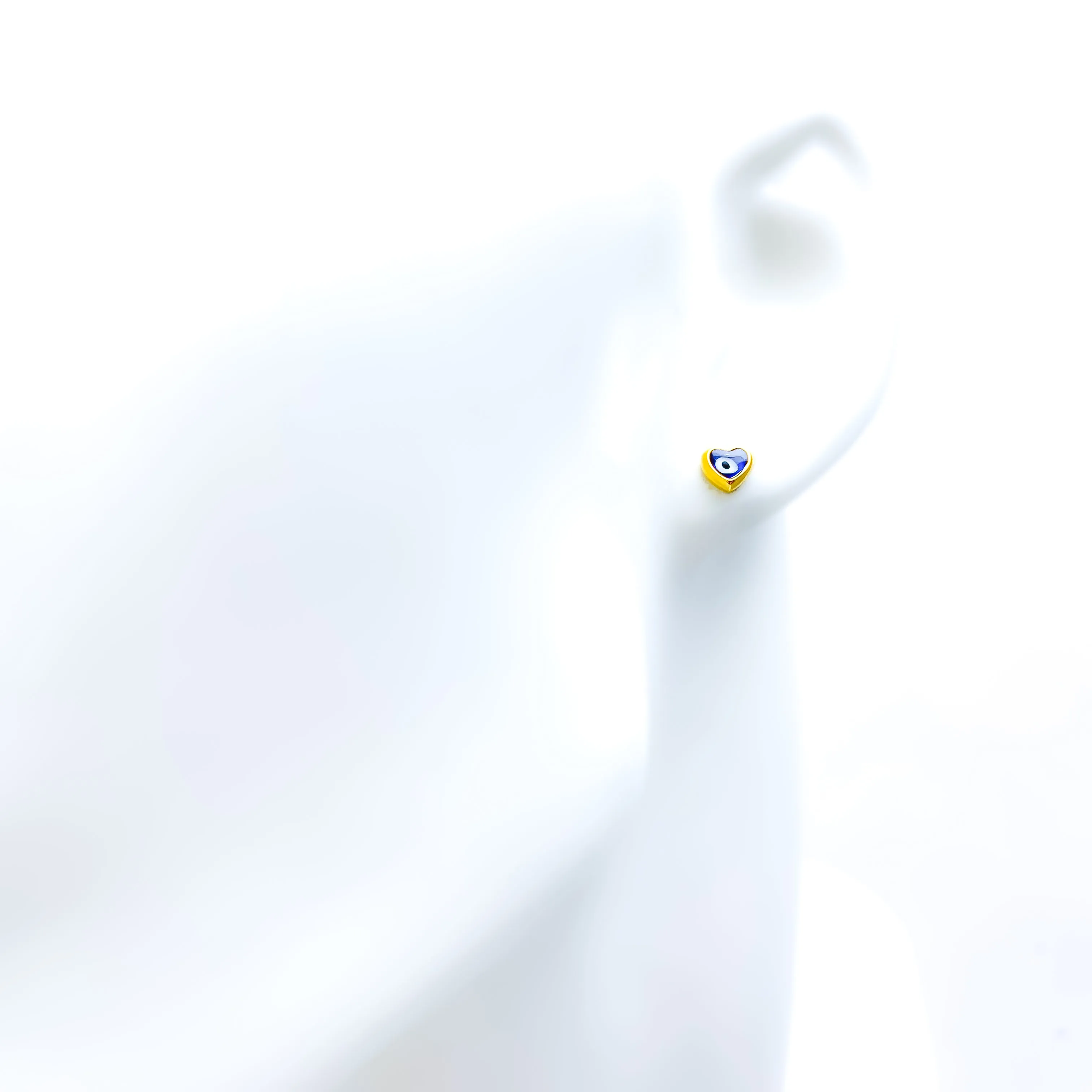 Dainty Heart 21k Gold Evil Eye Earrings