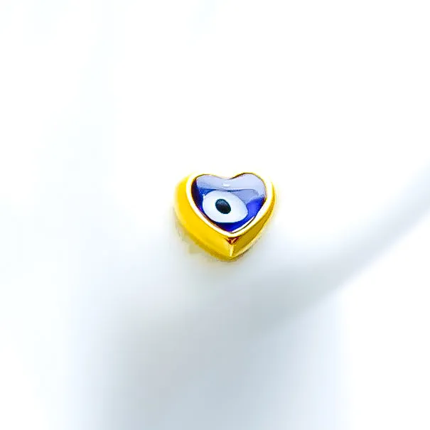 Dainty Heart 21k Gold Evil Eye Earrings