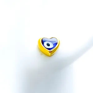 Dainty Heart 21k Gold Evil Eye Earrings