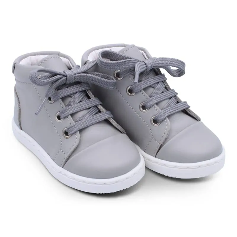 'Danilo' Boys Light Grey Leather High-Tops