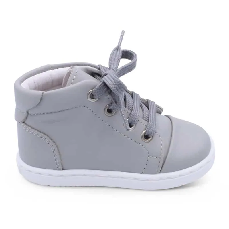 'Danilo' Boys Light Grey Leather High-Tops