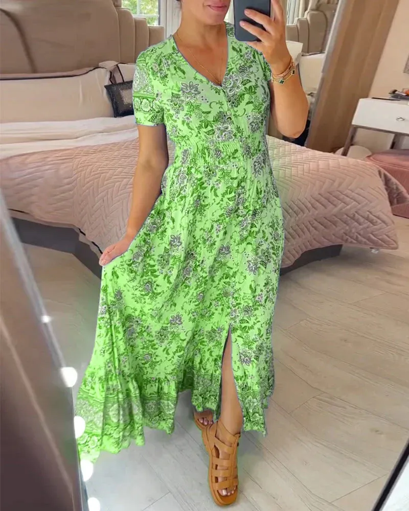 Debbie - Floral dress with V-neckline