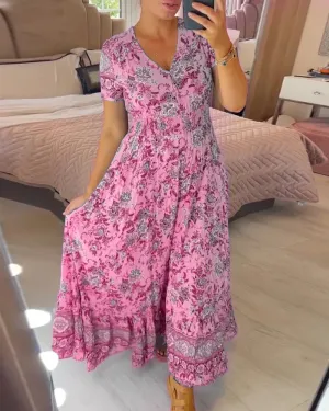 Debbie - Floral dress with V-neckline