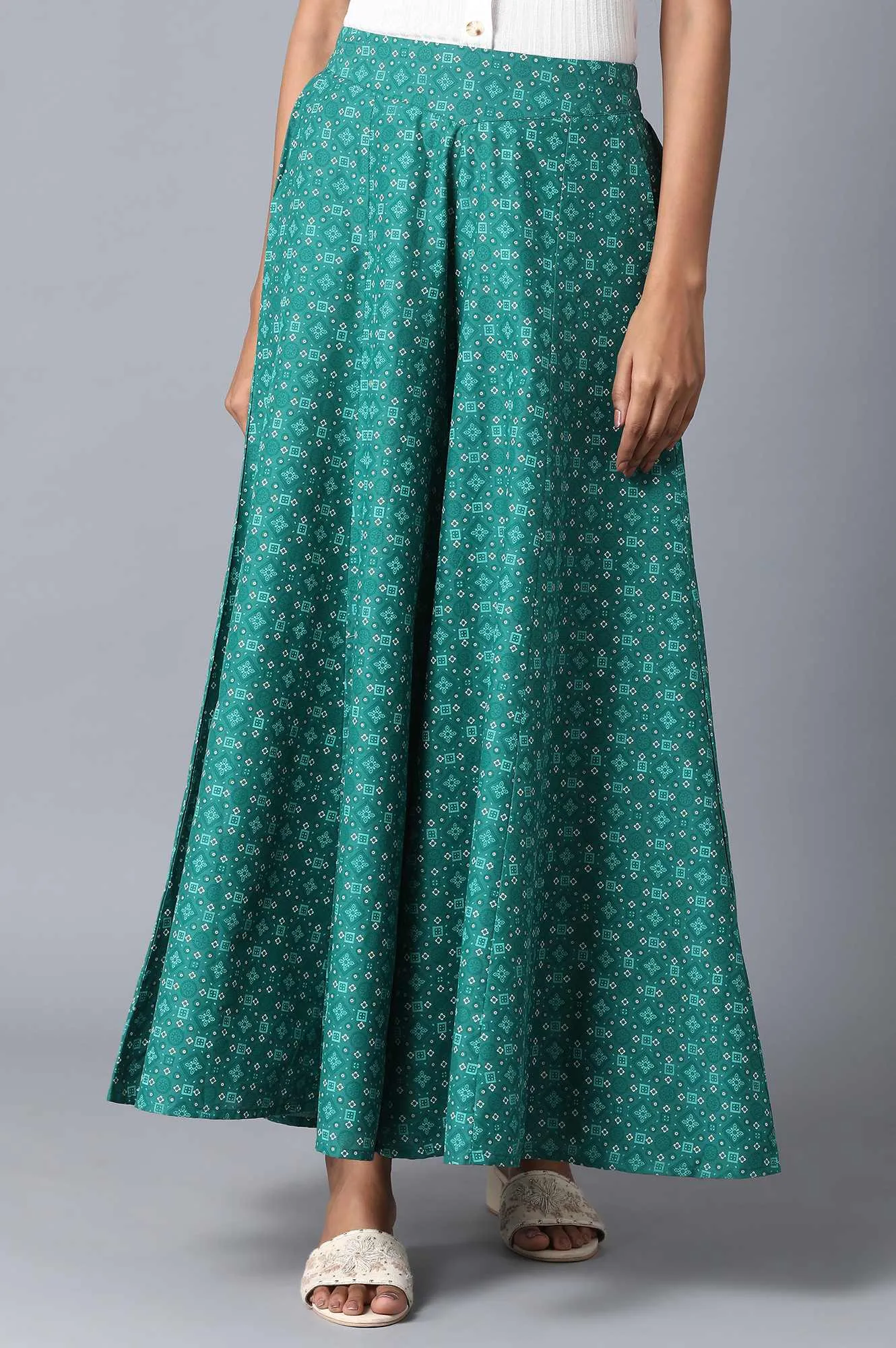 Deep green Loose Fit Palazzo