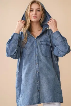 Denim Light Weight Button Front Shirt Jacket