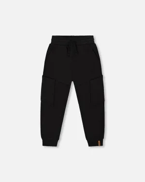 Deux Par Deux French Terry Sweatpants With Side Pockets - Anthracite/Black
