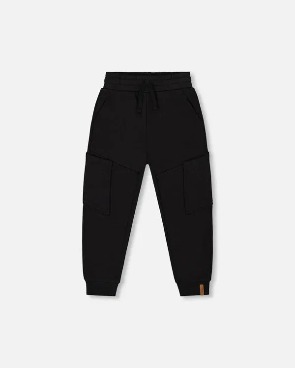 Deux Par Deux French Terry Sweatpants With Side Pockets - Anthracite/Black