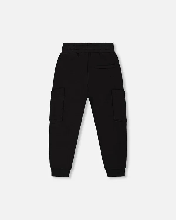 Deux Par Deux French Terry Sweatpants With Side Pockets - Anthracite/Black