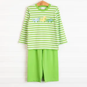 Dino Parade Applique Pant Set, Green