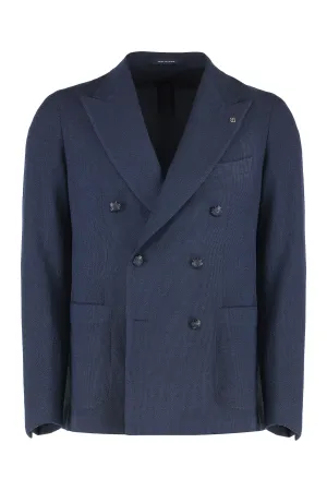 Double-breasted virgin wool blend jacket