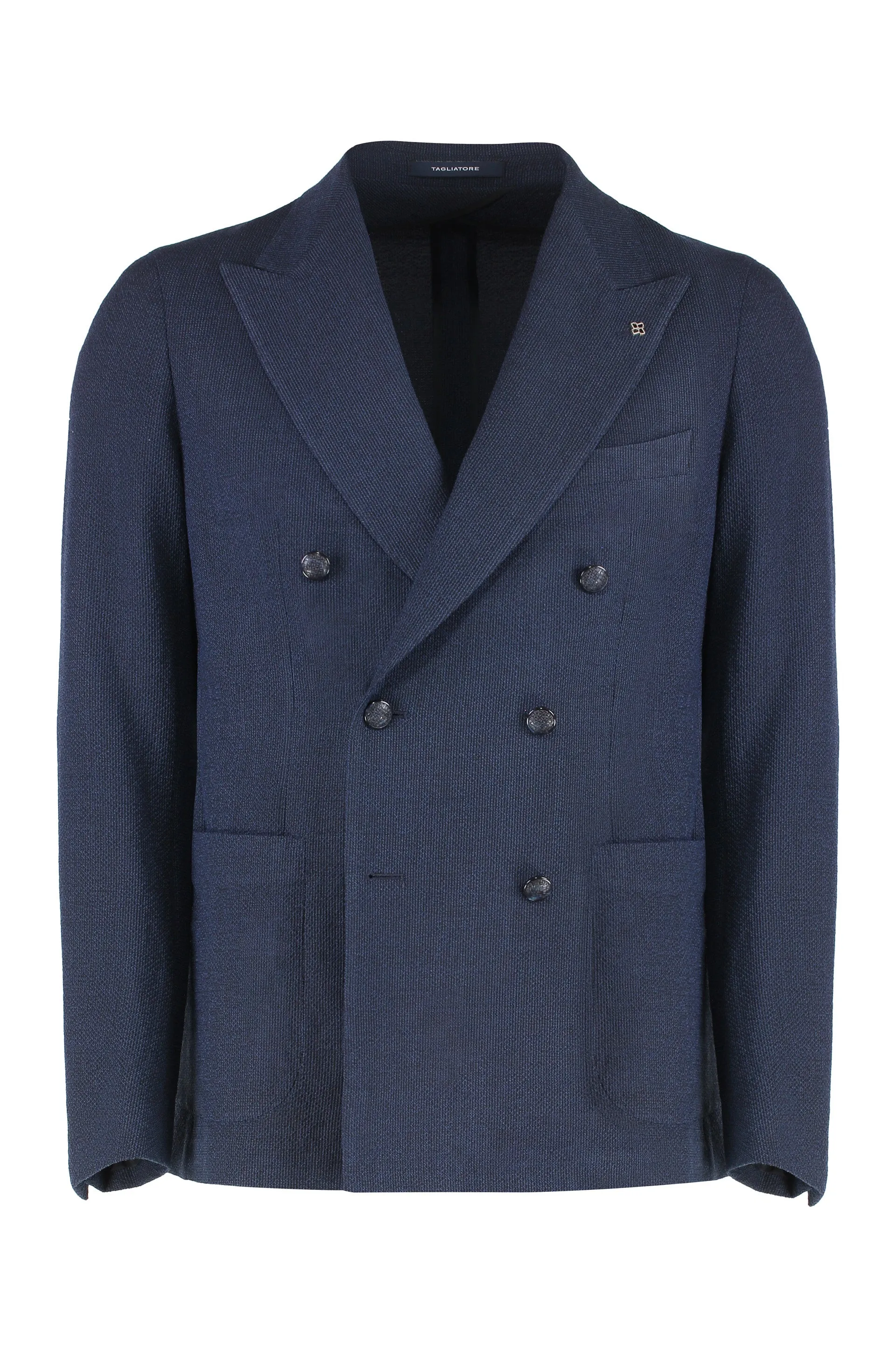 Double-breasted virgin wool blend jacket