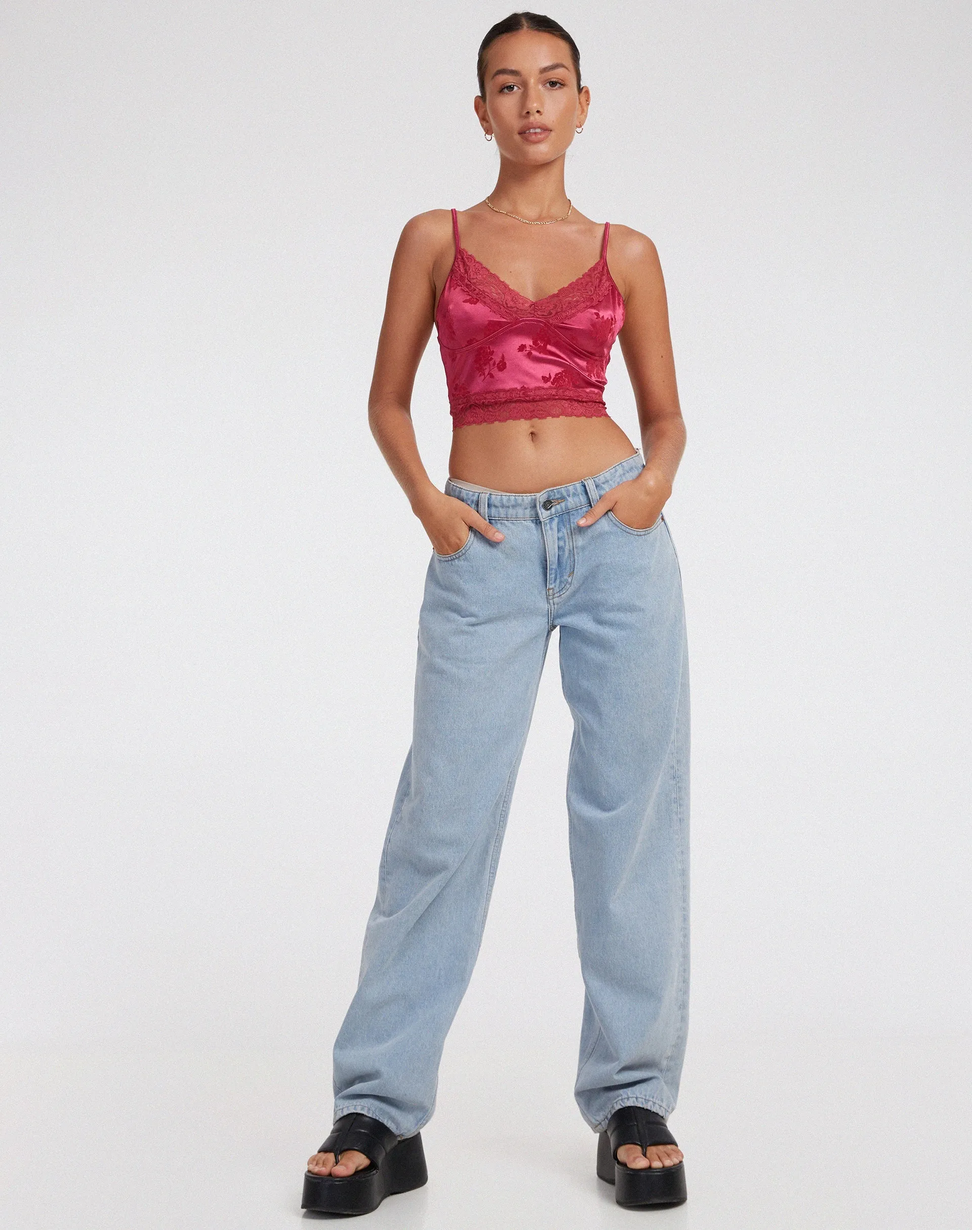 Dyrana Crop Top in Rose Flock Magenta