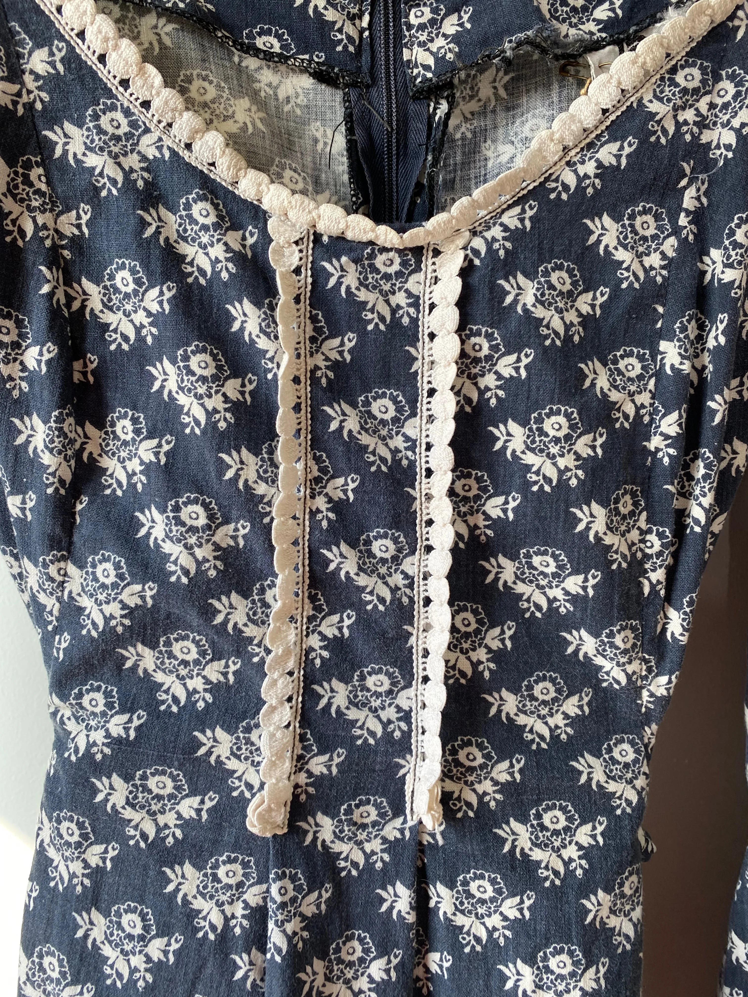 Early Laura Ashley Vintage Blue Floral Dress