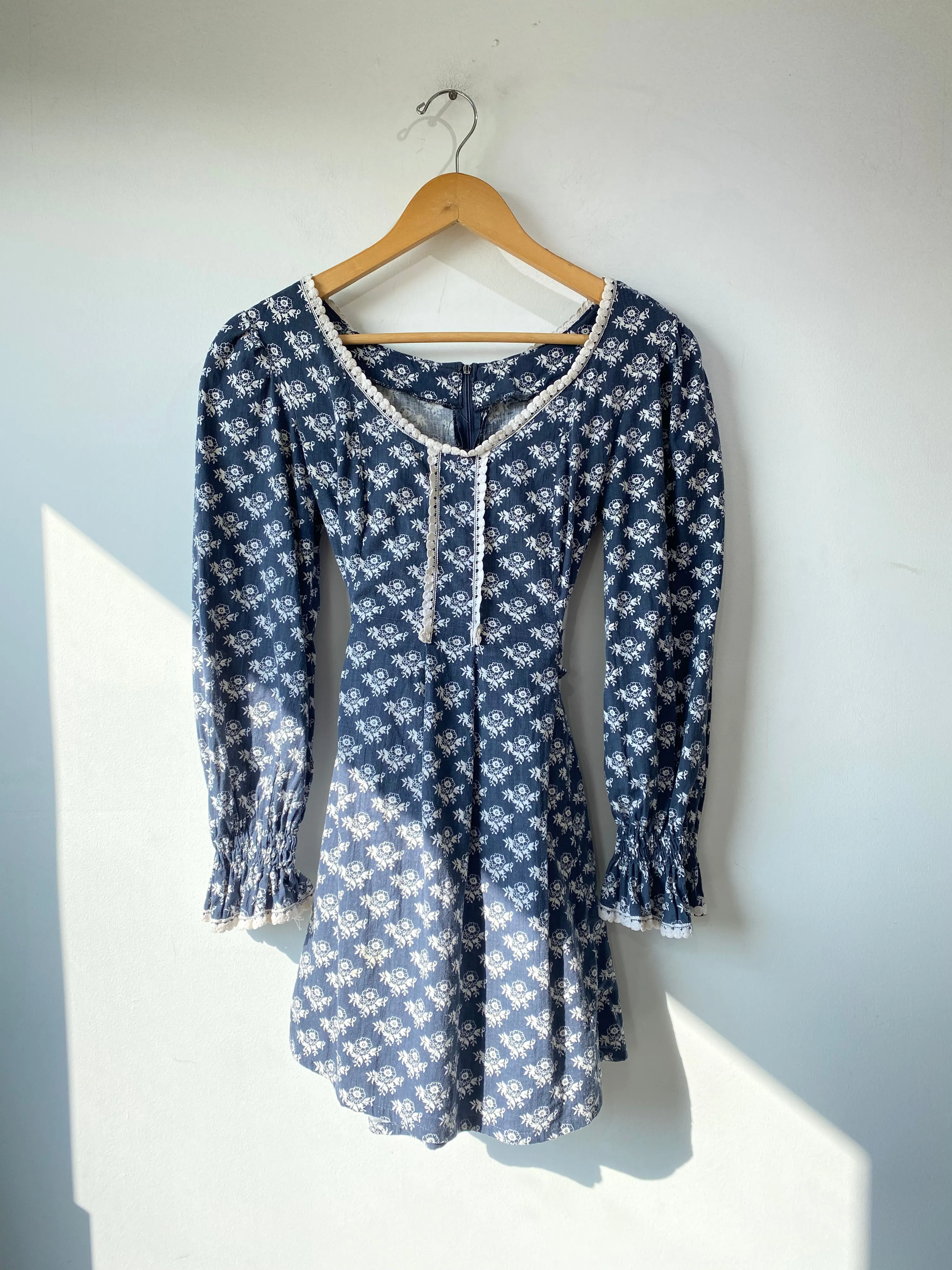 Early Laura Ashley Vintage Blue Floral Dress