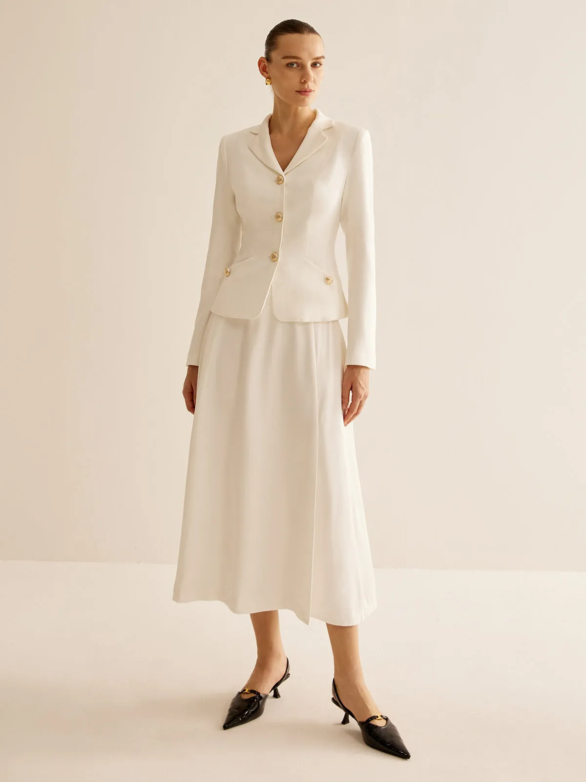 Elegant Metal-Button Blazer