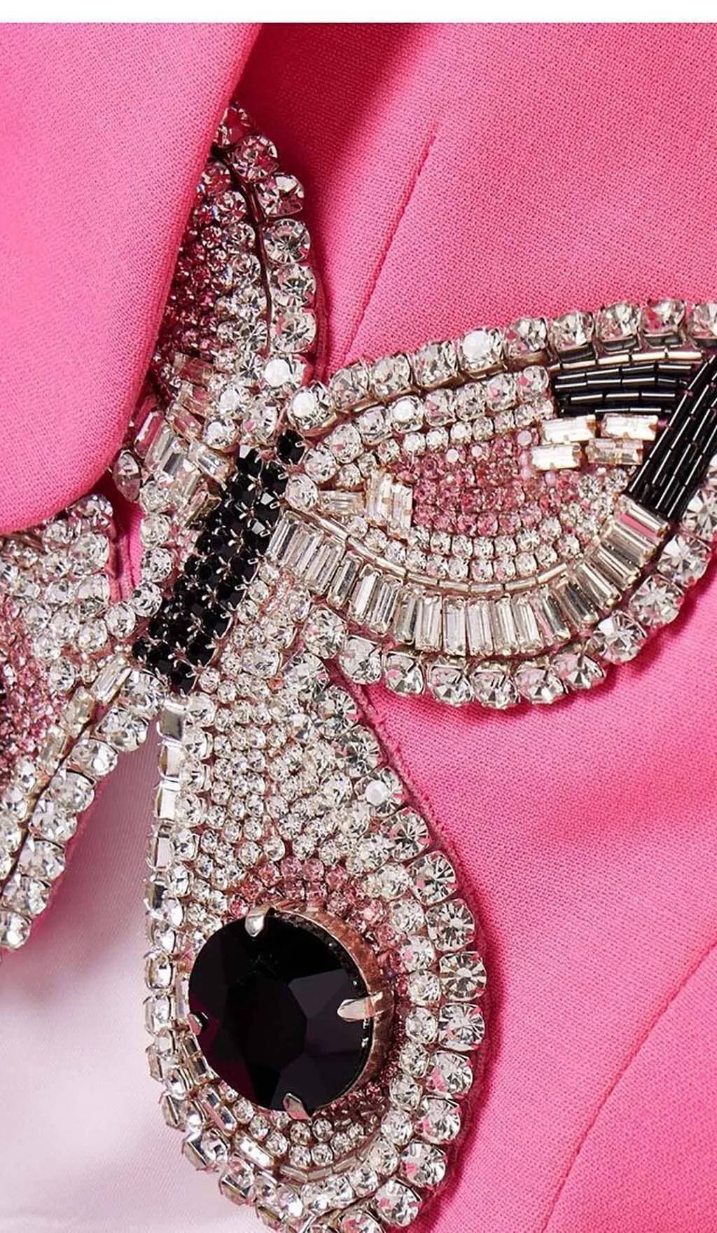 EMBELLISHED BUTTERFLY CROPPED BLAZER IN PINK