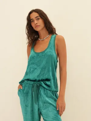 Embroidered Velvet Tank Top