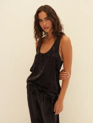 Embroidered Velvet Tank Top