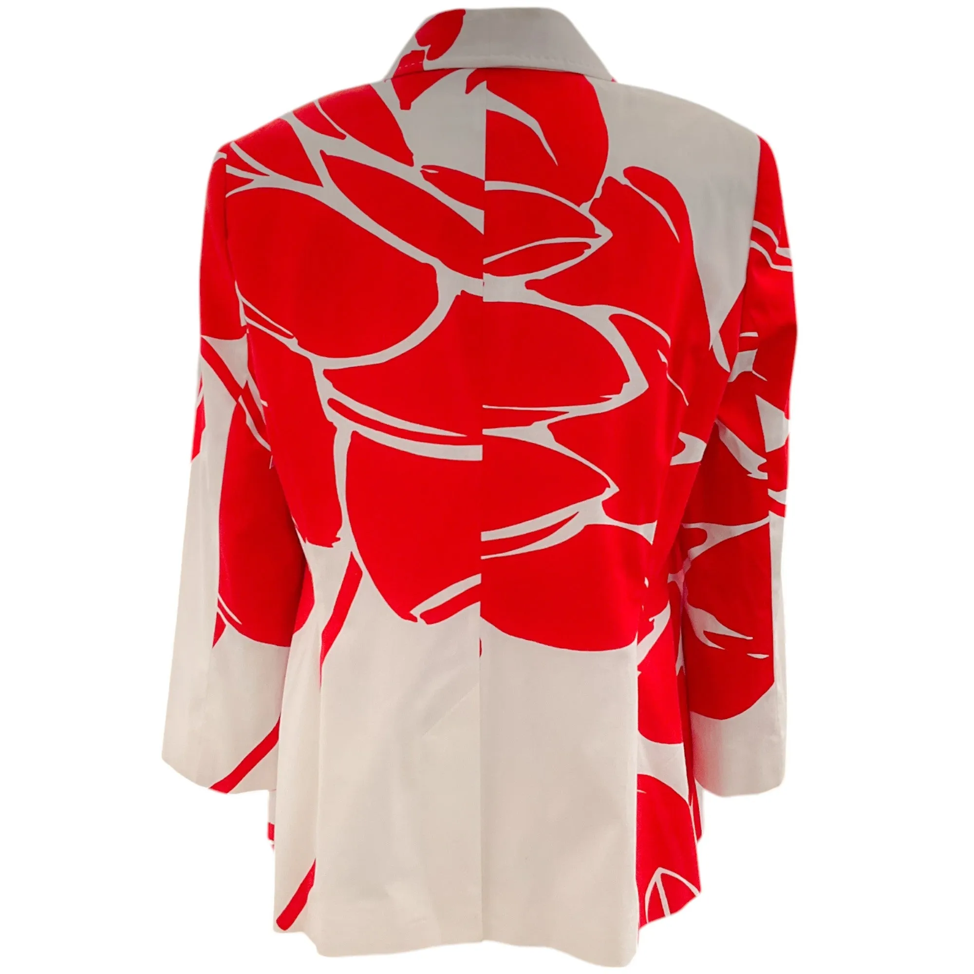 Escada Red / White Floral Print Blazer