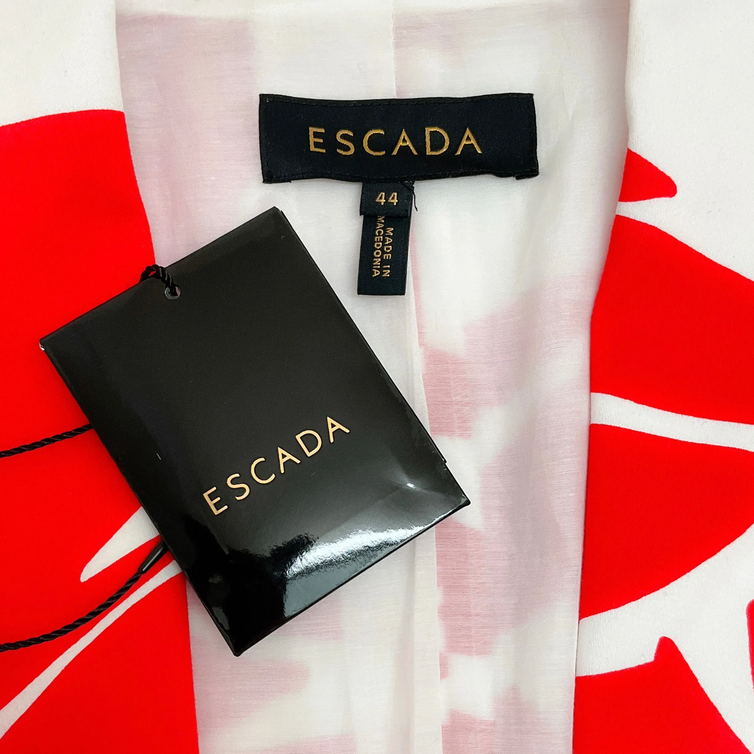 Escada Red / White Floral Print Blazer