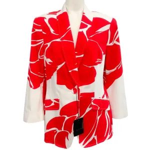 Escada Red / White Floral Print Blazer