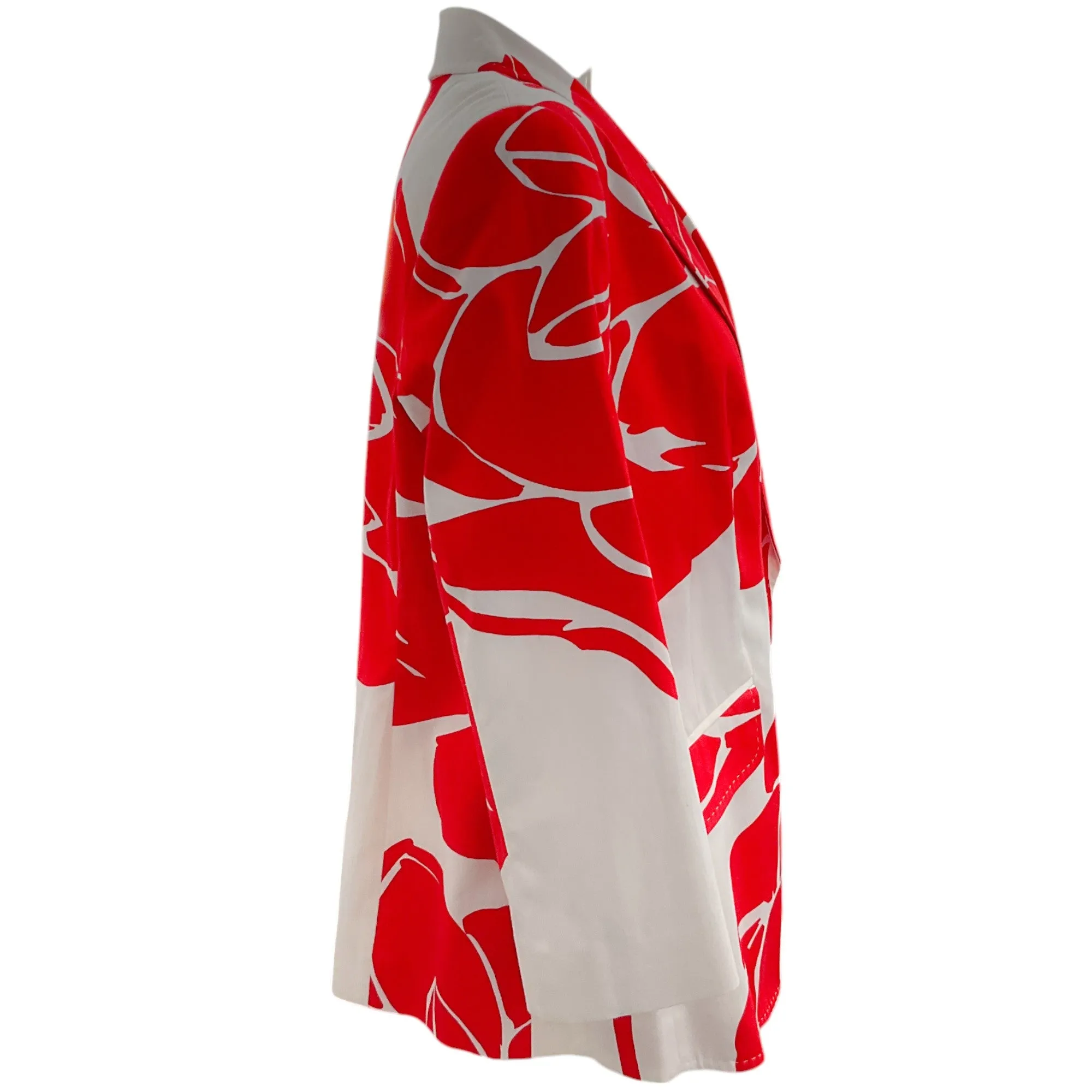 Escada Red / White Floral Print Blazer