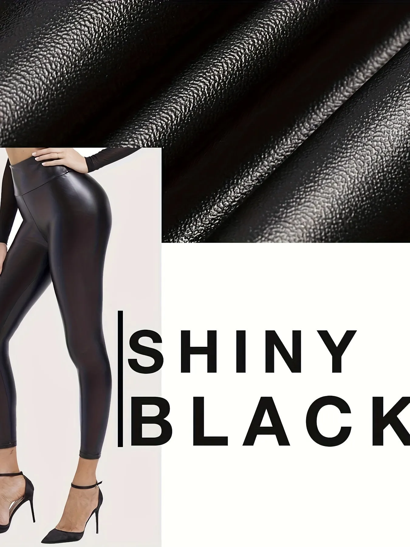 Faux Leather Leggings For Women Tummy Control Stretch High Waist Pleather Pants With Thin Fleece Lined