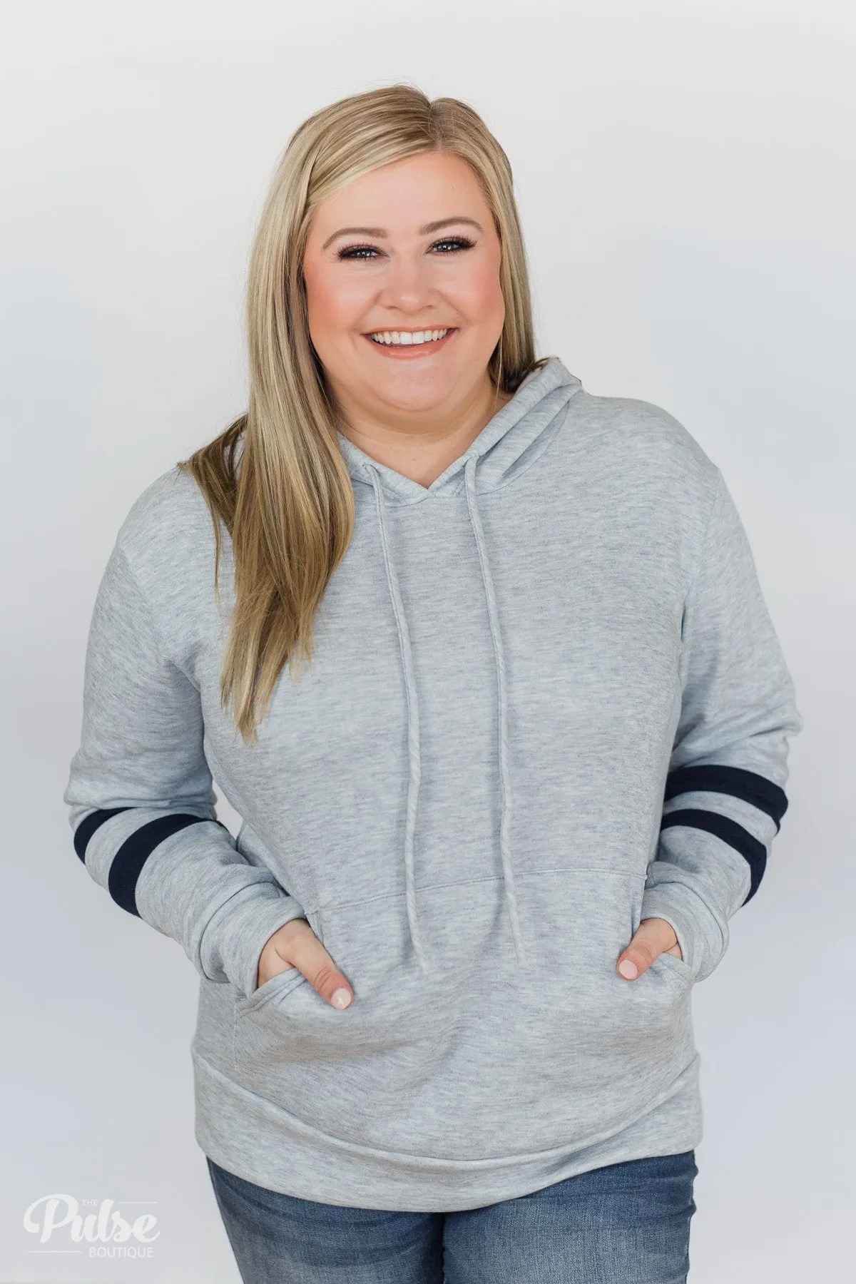 Feels Like Home Soft Hoodie- Heather Grey & Navy