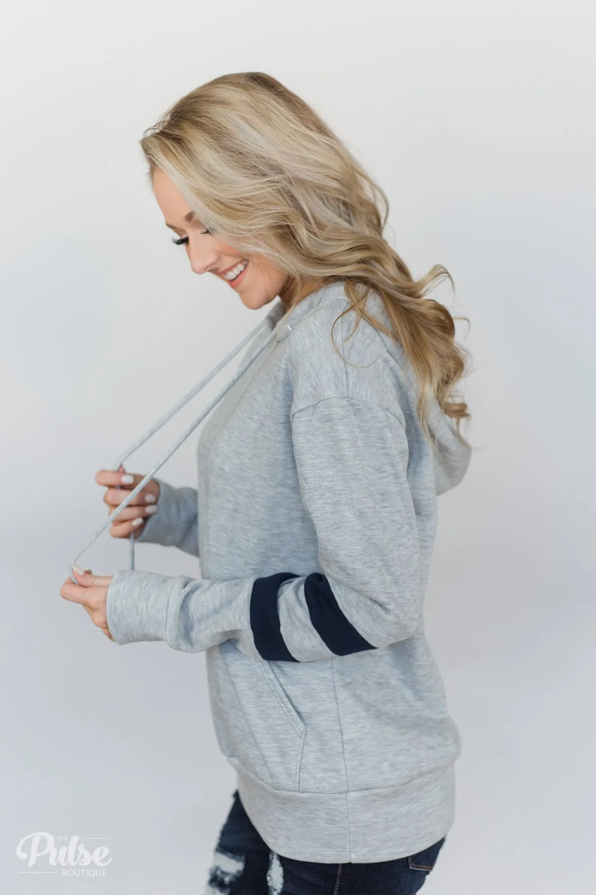 Feels Like Home Soft Hoodie- Heather Grey & Navy