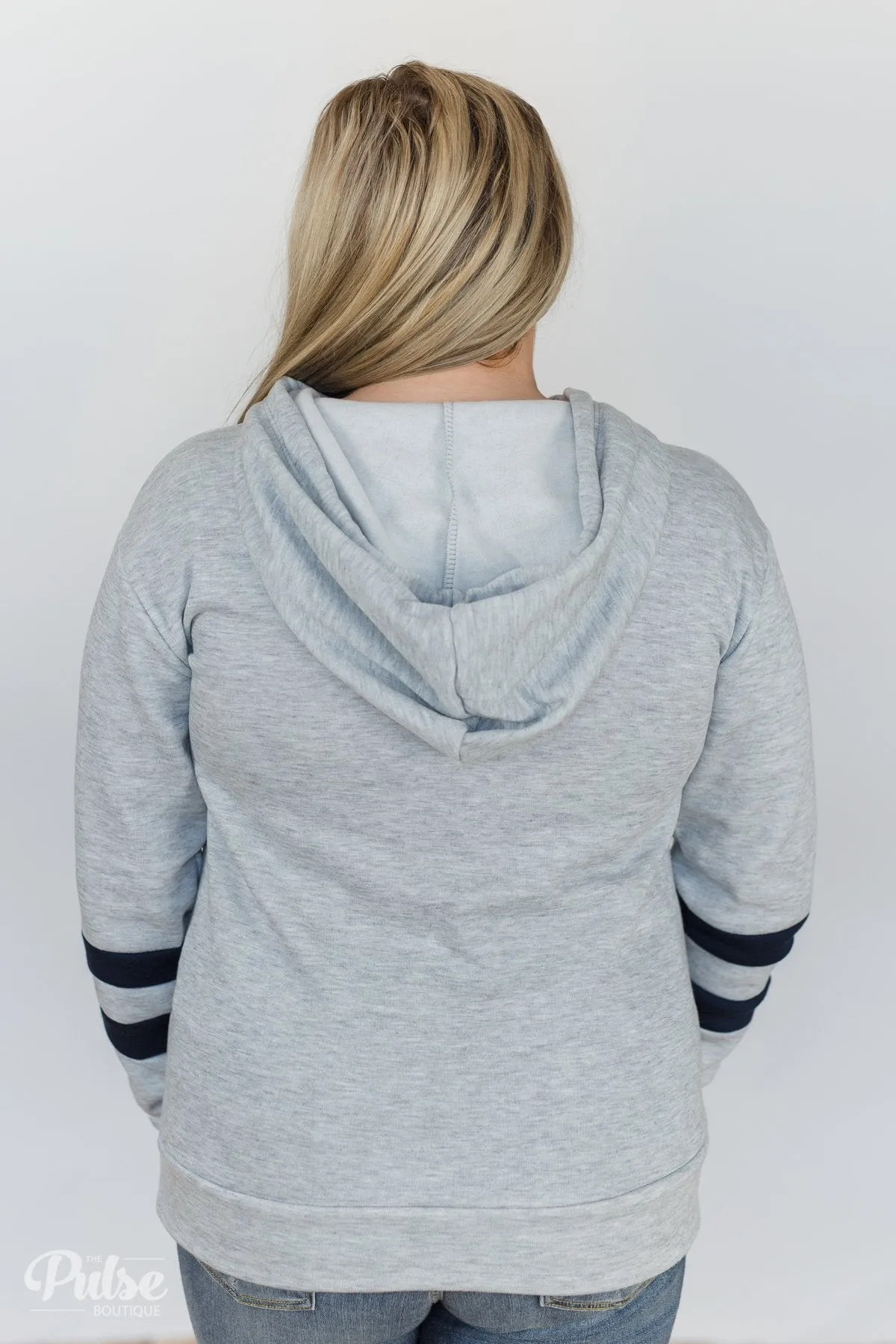 Feels Like Home Soft Hoodie- Heather Grey & Navy