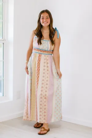 Flash of Floral Tie Shoulder Maxi Dress