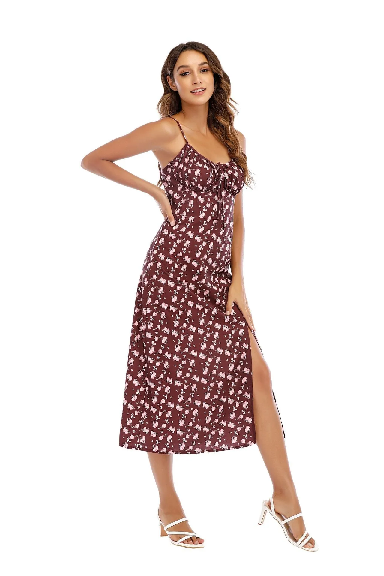 Floral Flair Stylish Woven Midi Dress